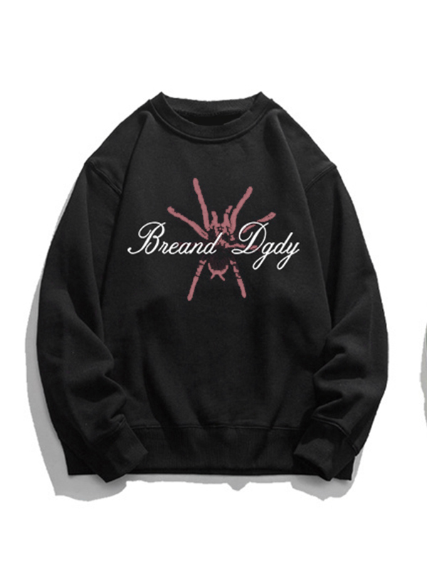 Men's Letter Spider Print Long Sleeve Tee-2