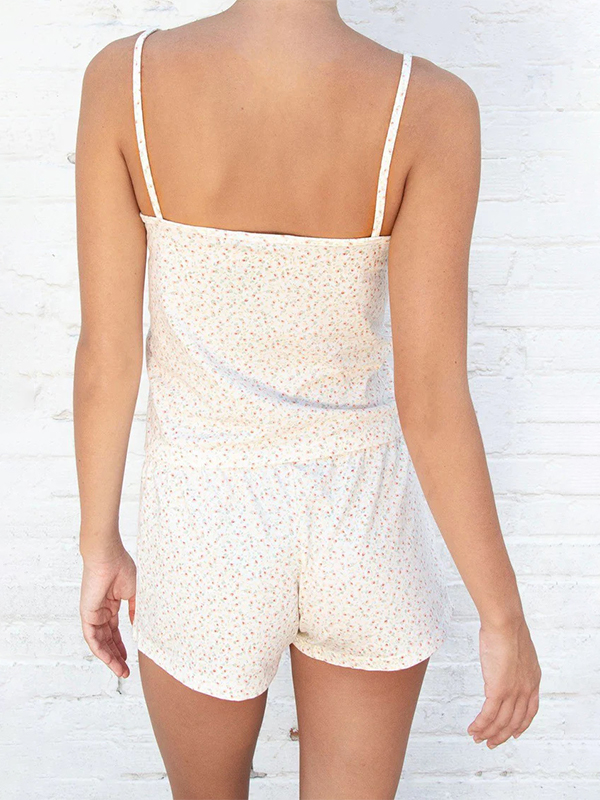 Disty Floral Print V Neck Cami Lounge Set-1